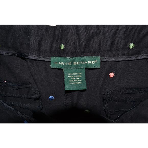 Harve Benard Women's Crop Black Pants with Embroidered Polka Dots Size 10 Fun - Picture 4 of 7